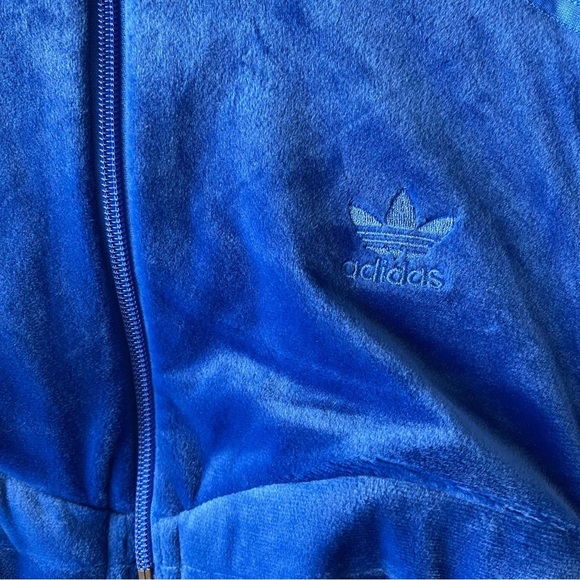 adidas X Jeremy Scott Blue Luxe Velour Crop Top Track Suit NWT - Picture 6 of 10